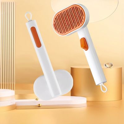 comprar Perro de mascotas cepillo de depilación de peluquería Herramientas de aseo de gato Peinado de limpieza automática con botón Fabricación en línea