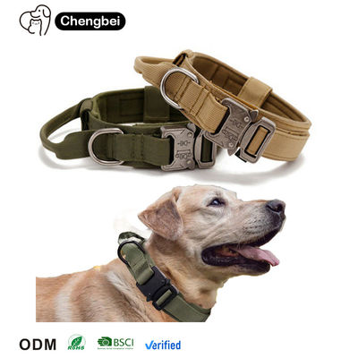 comprar Diseñador de lujo personalizado de Nylon Metal de entrenamiento de trabajo pesado cuerda para mascotas collar de perro grande y serie de correa para K9 tácticos Fabricación en línea