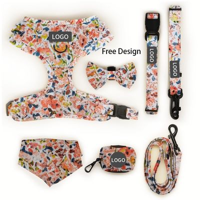 comprar Vestido de arnés para mascotas de poliéster ajustable y cuello de correa con correa para perros con decoración de botón XL L M S Tamaños Big Bowknot Fabricación en línea