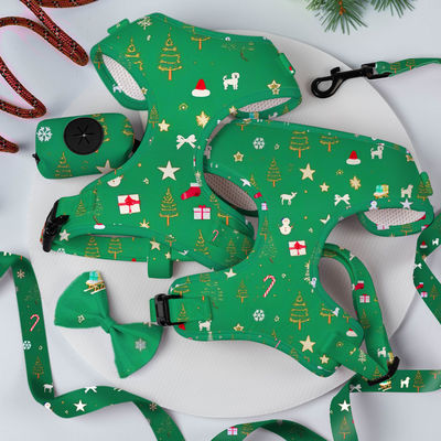 comprar Popular personalizado personalizado diseñador de lujo sin tirón de la correa de cuello ajustable de la correa de la corbata de la arco y el bandana de ajuste de arneses de perro reversible Fabricación en línea