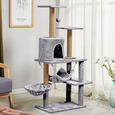 comprar 38*55*130cm Torre de múltiples capas sostenible para gatos grandes Extra grande 49 pulgadas Actividad de gatos grandes Negro Casa de árbol de escalada Fabricación en línea