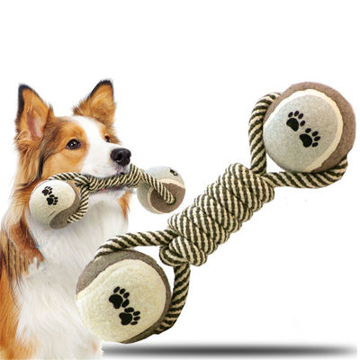 comprar Juguete de cuerda para perros Mediano y grande Dumbbells de juguete Pelota de tenis Canta de algodón Juguete de mascar para perros Fabricación en línea