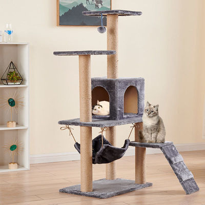 comprar Casa de árboles de gatos de varios niveles Rascador de postes pesados con cuerda de sisal Torre de gatos columna de escalada árbol para gatos y animales Fabricación en línea