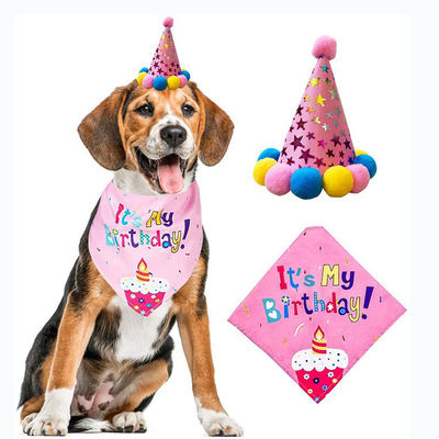 comprar Set de decoración para fiestas de mascotas Perro Bandana sombrero corbata globos suministros Happy Cake Topper Tejido Fabricación en línea