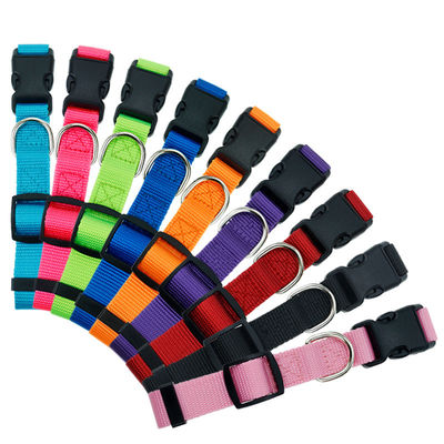 Collar de perros de nylon seguro cómodo manejo de mascotas de varios colores personalizado