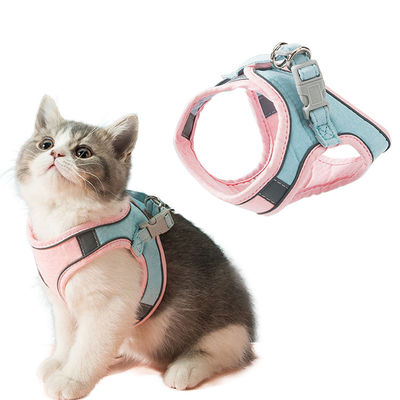 Adorable ajustable el arnés de mascotas de malla de nylon suave reflector de gato el arnés de correa