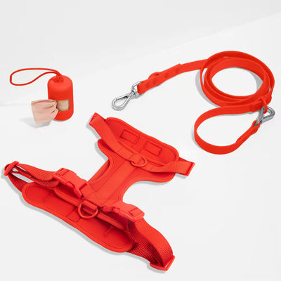 Collar de correa de neoprene combinado con collar rojo y correa de PVC suave ajustable