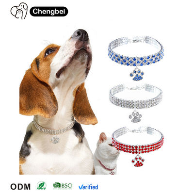 Collar de diamantes de gato de piedra de oro Collar de diamantes rojo azul Collar para perros