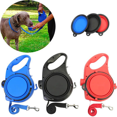 Blue Orange Dog Leash Cuenco de agua retráctil de nylon Perro de plomo con cuenco de agua