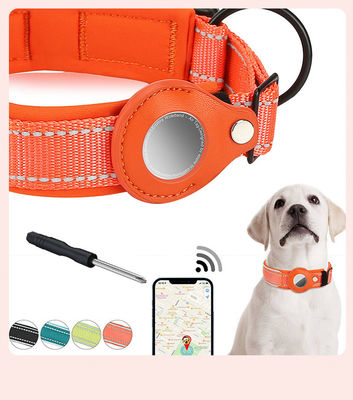 Naranja Azul GPS Air Tag Collar de perro Collar de nylon de gato Logotipo personalizado ajustable