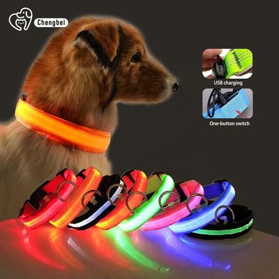 Collar para perros de Hundehalsband iluminado Recargable collar para mascotas de nylon XS XL LED
