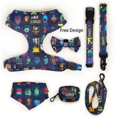 Logotipo personalizado de impresión de patrón de arneses personalizados para mascotas con decoración Bowknot y diseño impermeable