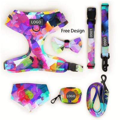 Arneses y correas de perros de neoprene personalizado diseñador patrón personalizado sin tirón Arneses suaves para perros pequeños a medianos