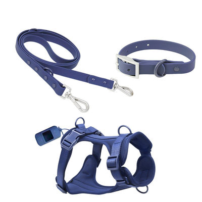 Decoración Logotipo personalizado impermeable de PVC suave collar para perros y arnés de correa