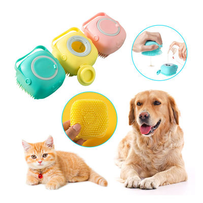 Cepillo de limpieza de champú azul rosa Cepillo de baño para perros de silicona