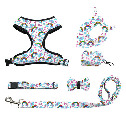 Conjuntos personalizados de arneses para perros y gatos ajustables sin tirón Collar y correa de diseño de lujo con colores personalizados