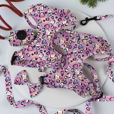 Conjunto de arneses para perros de mascotas de malla de neoprene de lujo ajustable con correa de logotipo personalizado y OEM / ODM aceptado