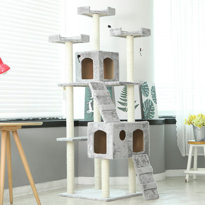 OEM ODM Gato blanco rascador Trepador Plush Gato rascador Casa en el árbol