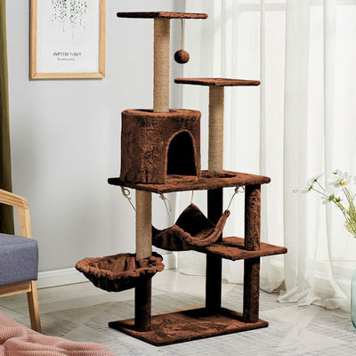 Árbol de rascado de gato Plataforma natural de varios niveles Árbol de gato de madera con hamaca