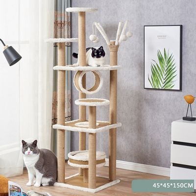 Árbol de gato de lujo moderno con características de producto sostenible Muebles para gatos y postes de sisal de rascado