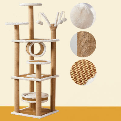Casa en el árbol de gatos de varios niveles rascando poste de trabajo pesado con cuerda de sisal torre de gatos columna de escalada árbol área de juego de ensueño del gato