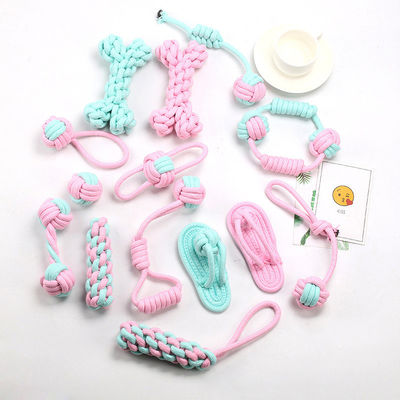 Juguetes para perros de moda interactivo rosa cuerda TPR interactivo masticar limpieza de dientes