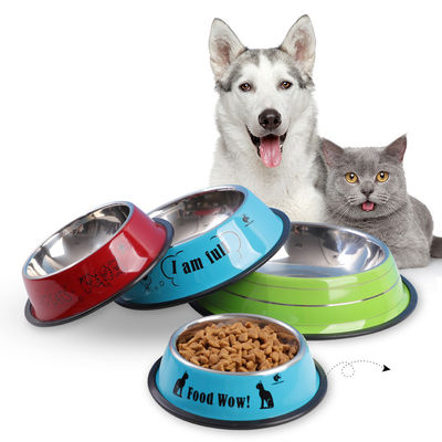 Cuenco para mascotas Material de acero inoxidable antideslizante Sublimación personalizadaCopas de limpieza fácil cubos