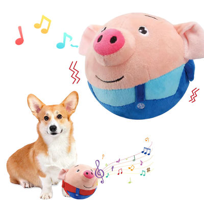 Perro de peluche juguete divertido cerdo electrónica interactiva mascota bouncing bolas activas movimiento chirriante