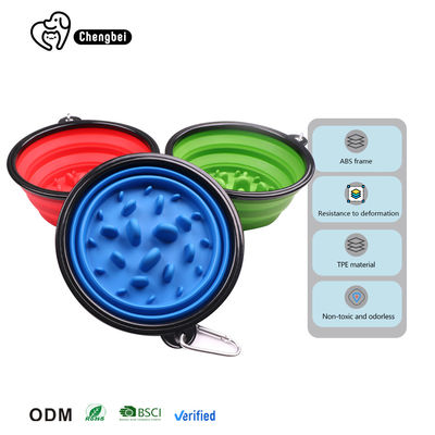 Mascota gato de alimentación lenta de silicona portátil plegable plegable cuenco para perros actividades al aire libre
