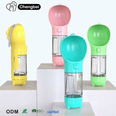 Dispensador de agua para mascotas plegable 4 en 1 botella para perros a prueba de fugas 300/500ml Perrito de viaje portátil