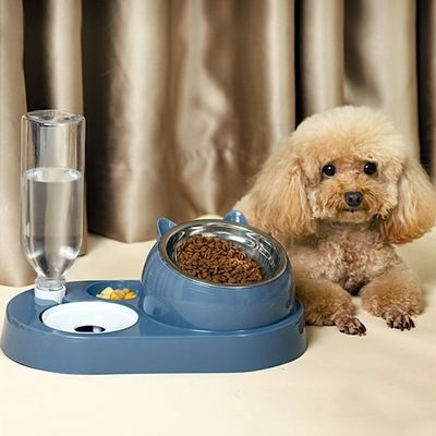 Cuencos para mascotas 4 en 1 Combinación de acero inoxidable / cerámica Perro gato dentro de la pantalla LCD