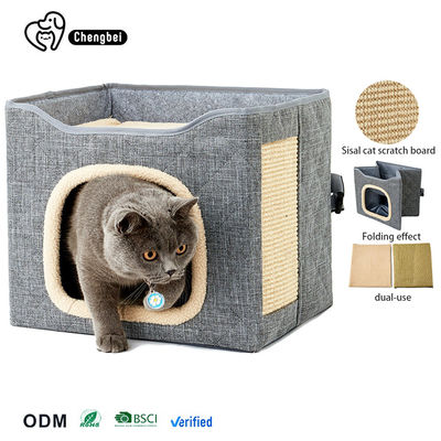 Nido de gato de doble capa Cubo de mascotas Camas de dormir cálidas Casa plegable de gatos Perros gatos Animales pequeños